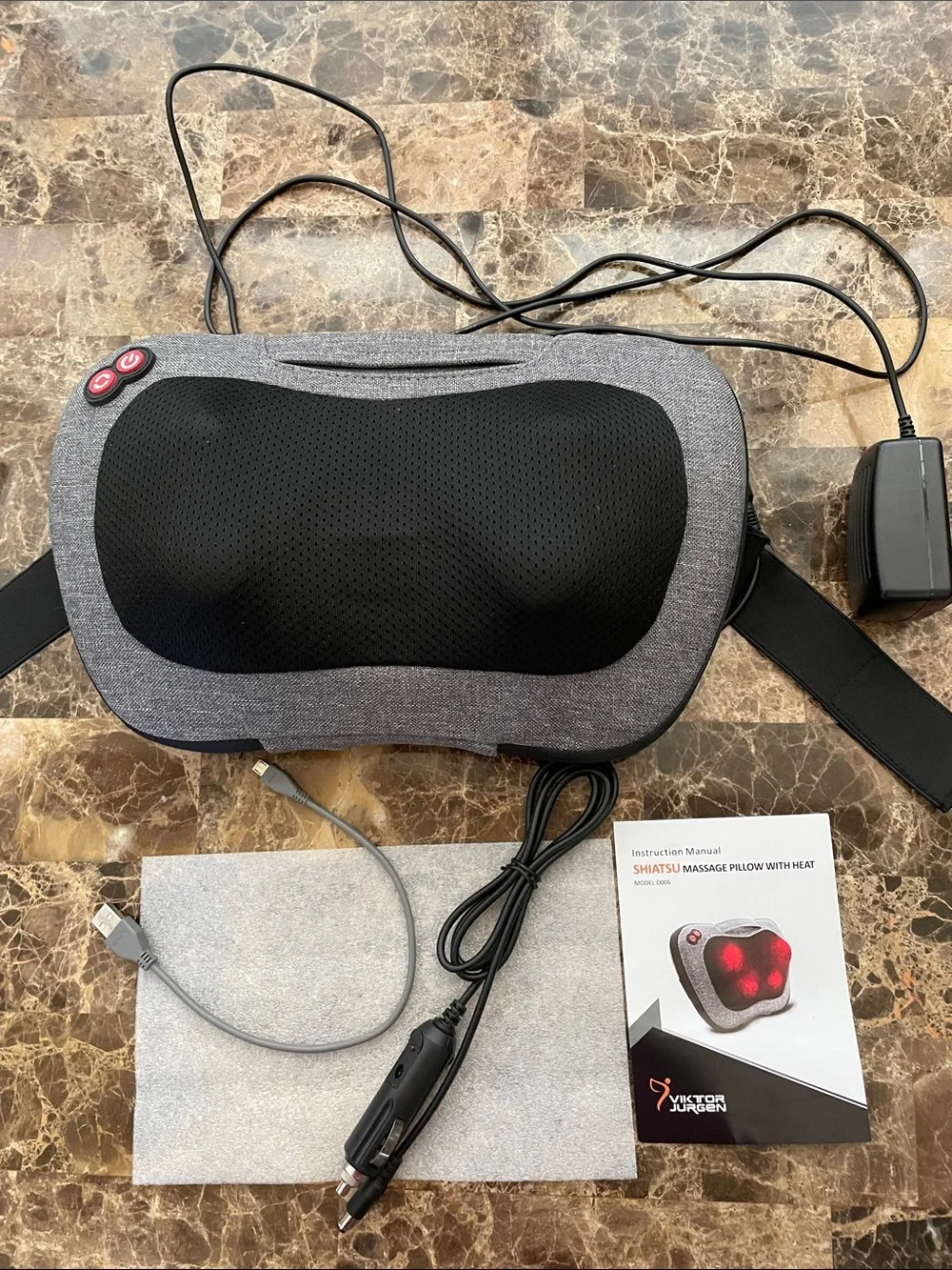 Shiatsu Massage Pillow with Heat - Gray & Black